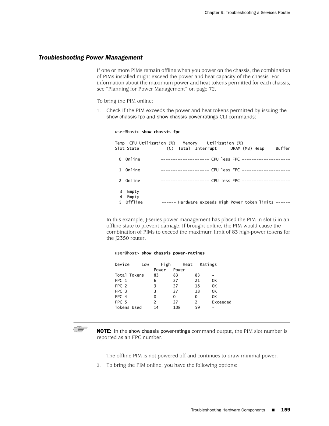 Juniper Networks J2350 manual Troubleshooting Power Management, Troubleshooting a Services Router 