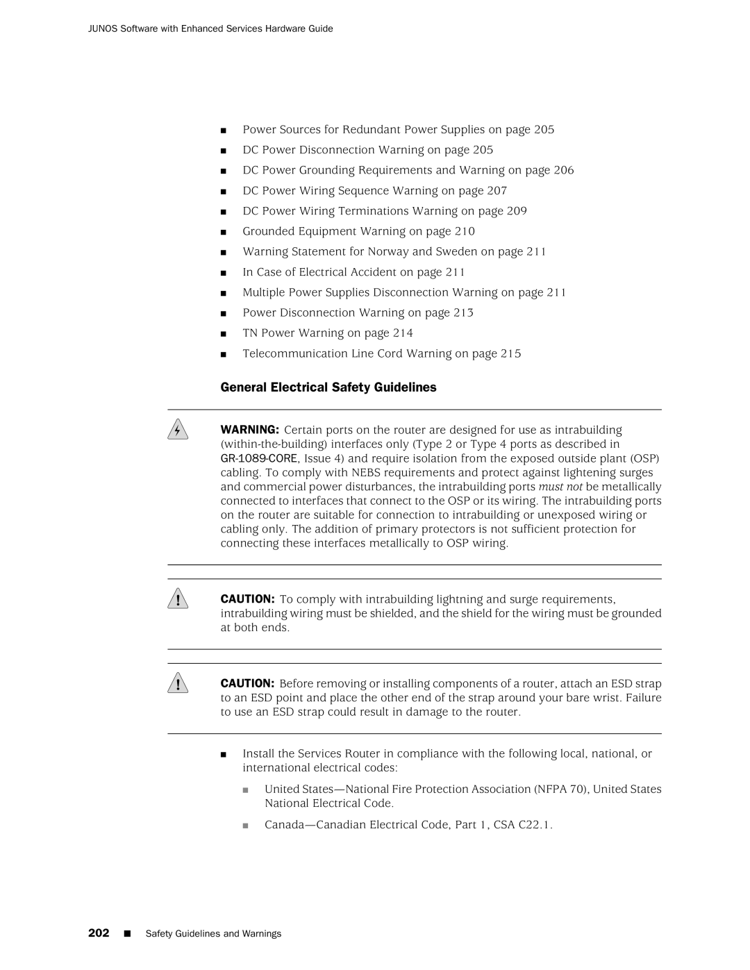 Juniper Networks J2350 manual General Electrical Safety Guidelines 