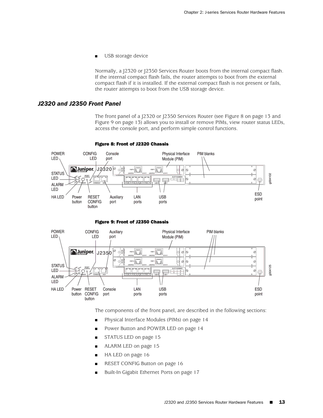 Juniper Networks manual J2320 and J2350 Front Panel, Front of J2320 Chassis 