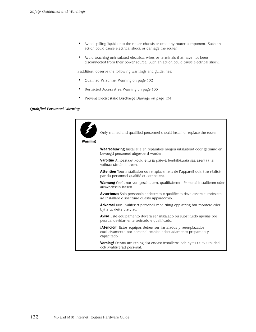 Juniper Networks M10, M5 manual Qualified Personnel Warning 