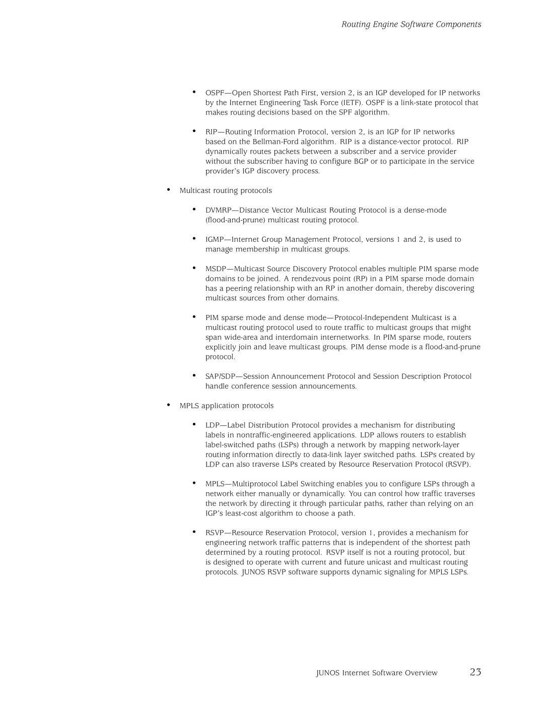 Juniper Networks M5, M10 manual Routing Engine Software Components 