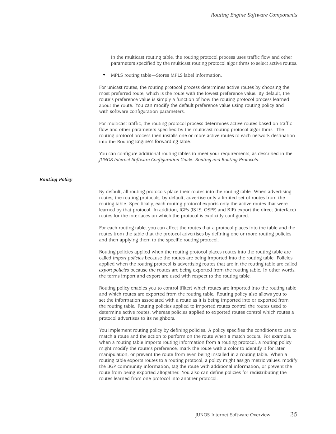 Juniper Networks M5, M10 manual Routing Policy 