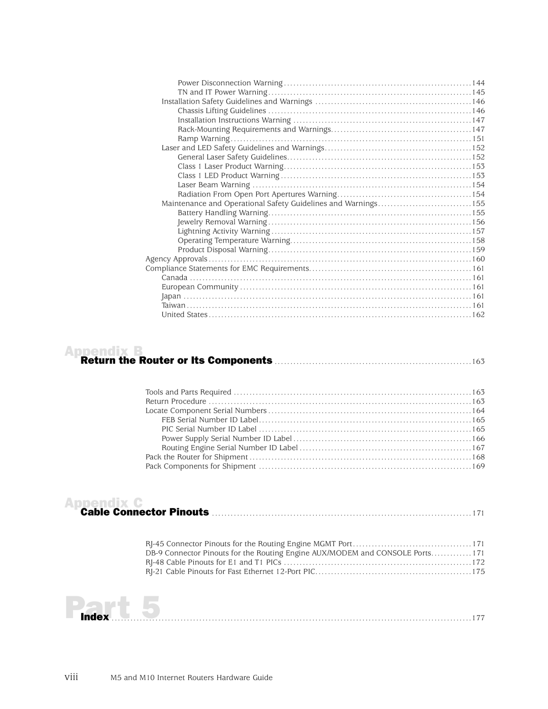 Juniper Networks M10, M5 manual Appendix B 