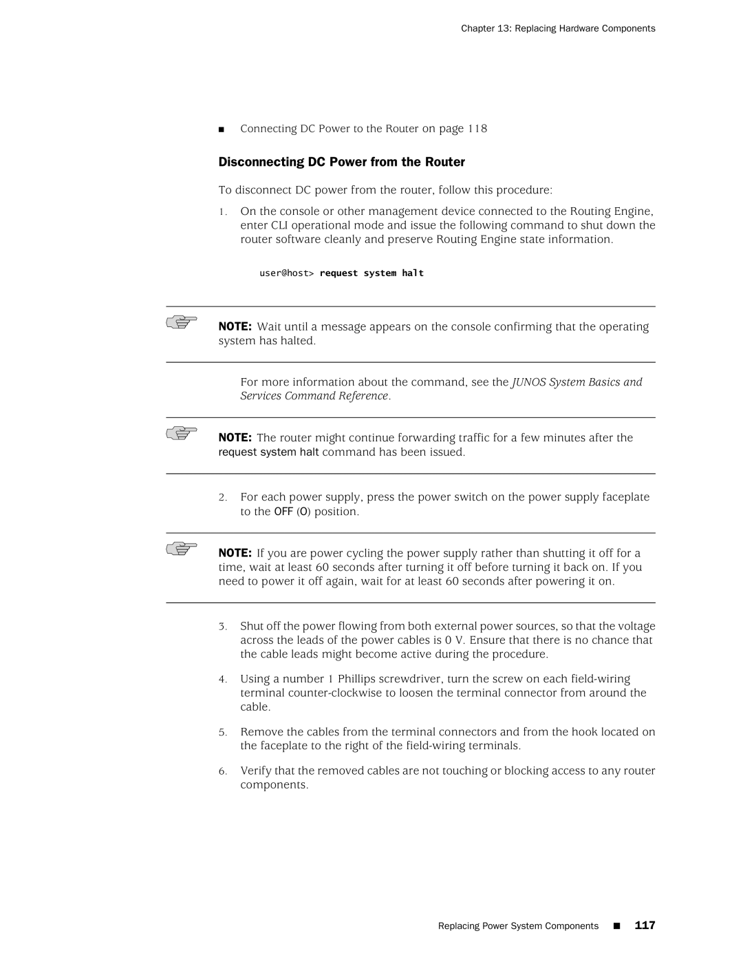 Juniper Networks M10i manual Disconnecting DC Power from the Router 