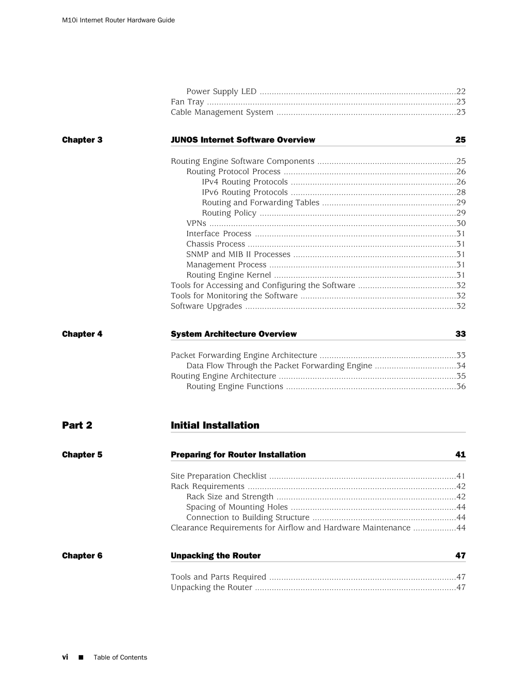 Juniper Networks M10i manual Part Initial Installation, Chapter Junos Internet Software Overview 