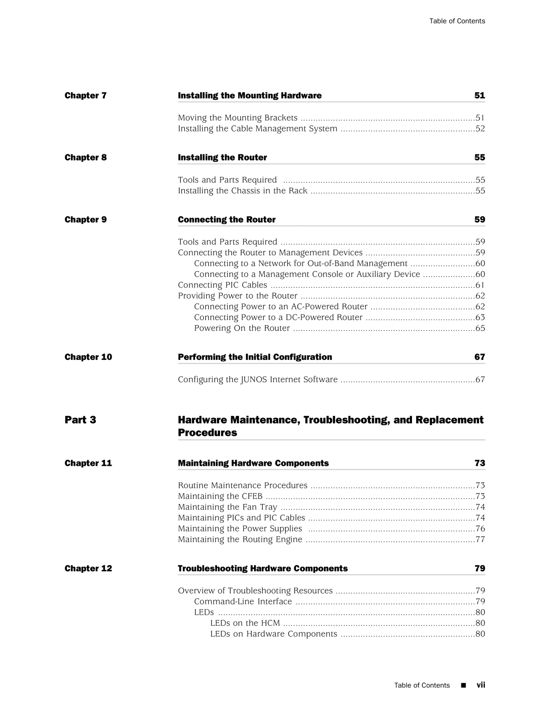 Juniper Networks M10i manual Part, Procedures 