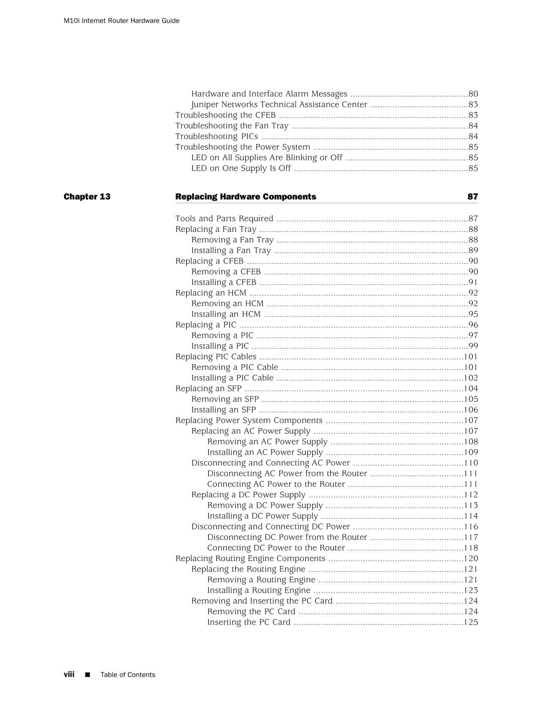 Juniper Networks M10i manual Chapter Replacing Hardware Components 