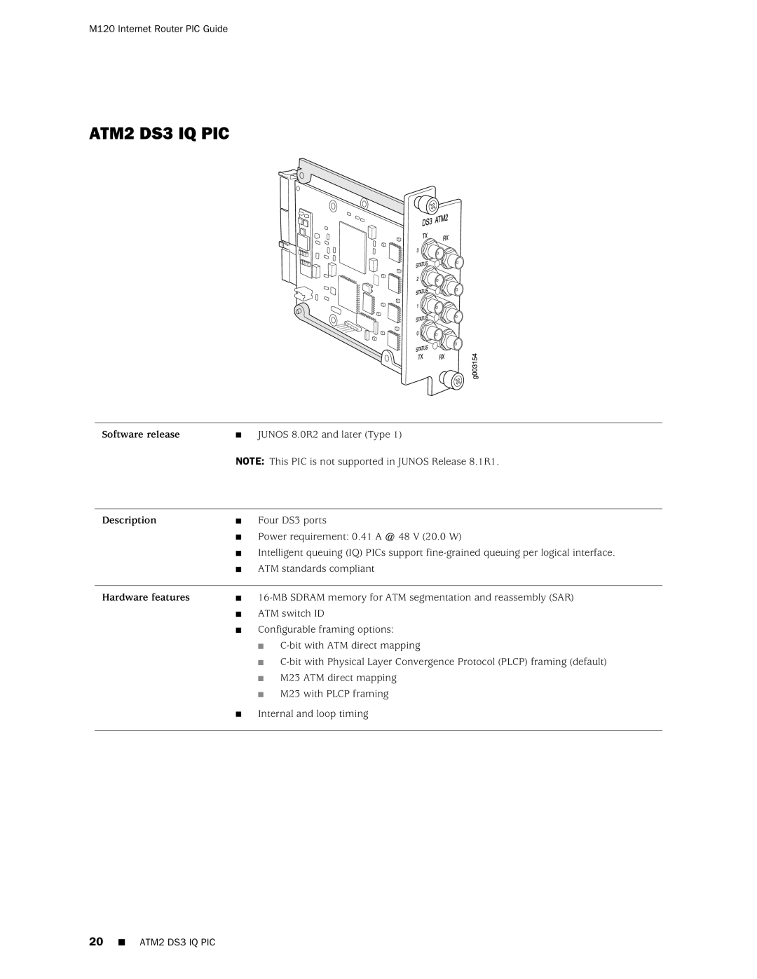 Juniper Networks M120 manual ATM2 DS3 IQ PIC 