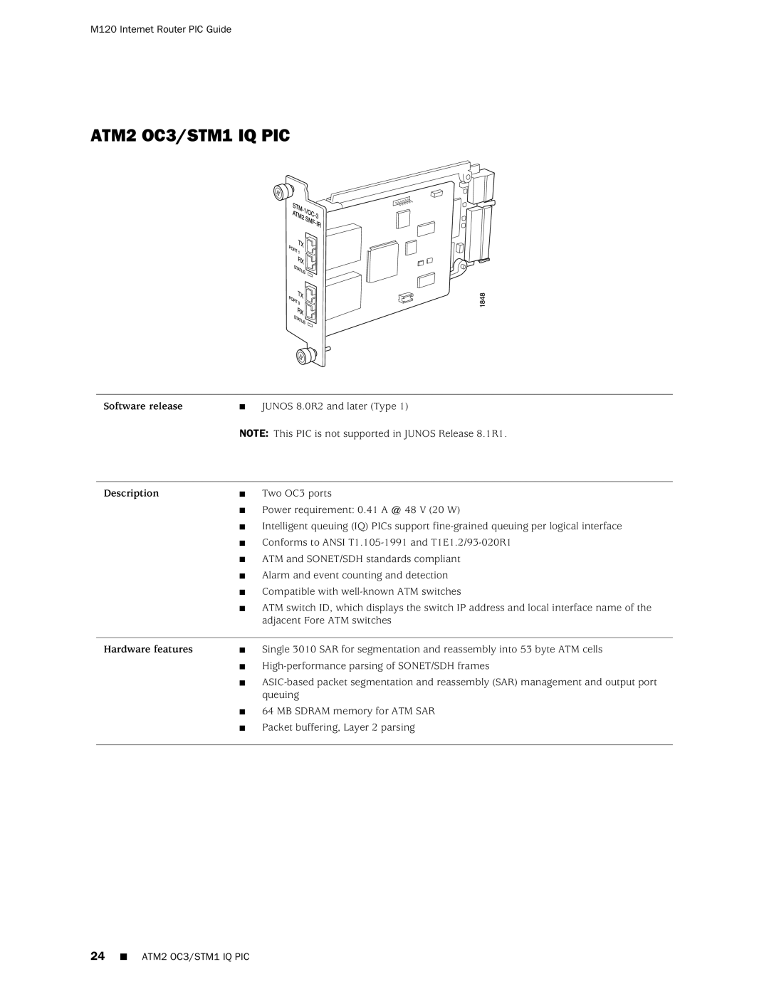 Juniper Networks M120 manual ATM2 OC3/STM1 IQ PIC 