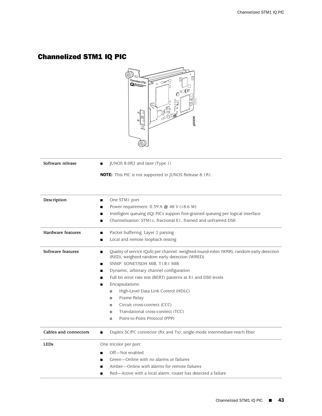 Juniper Networks M120 manual Channelized STM1 IQ PIC, Snmp SONET/SDH MIB, T1/E1 MIB 