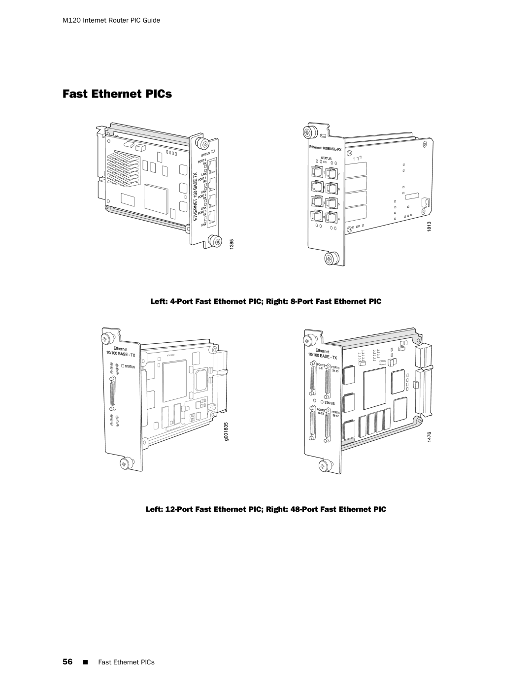 Juniper Networks M120 manual Fast Ethernet PICs 