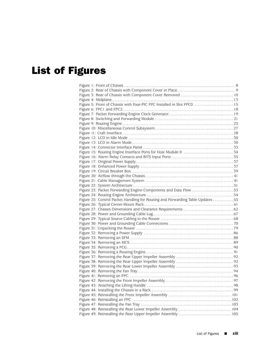 Juniper Networks M160 manual List of Figures, Xiii 