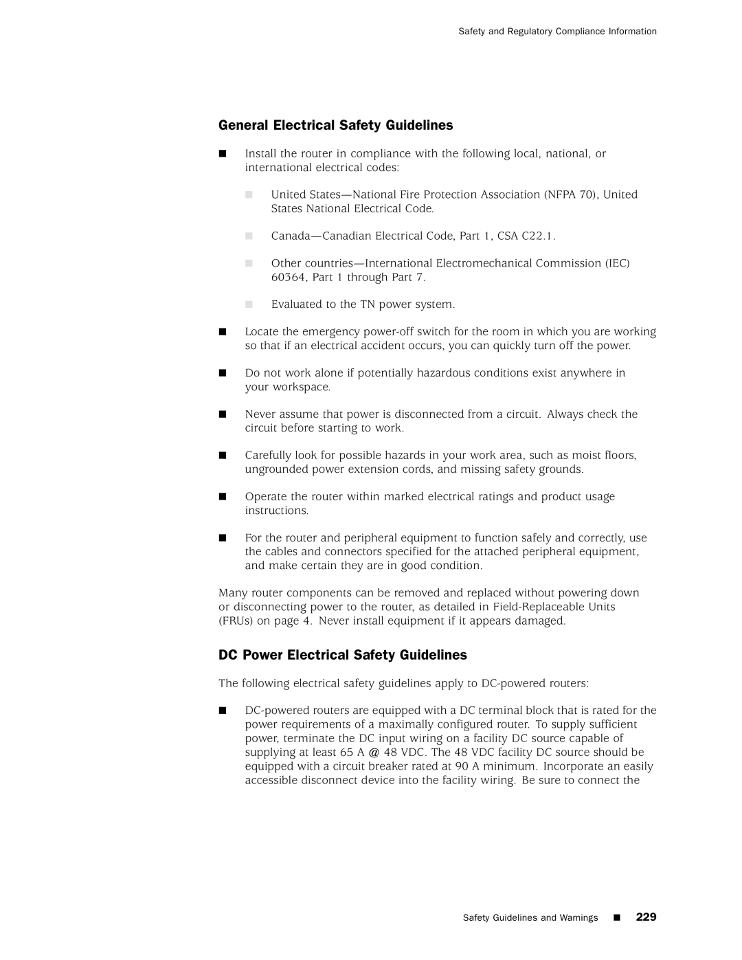 Juniper Networks M160 manual General Electrical Safety Guidelines, DC Power Electrical Safety Guidelines 