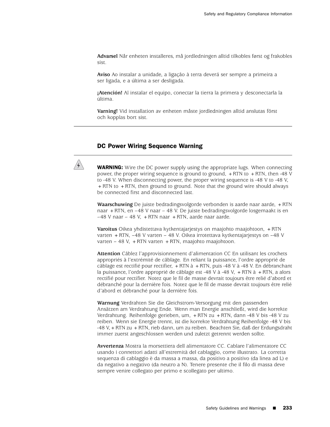 Juniper Networks M160 manual DC Power Wiring Sequence Warning 