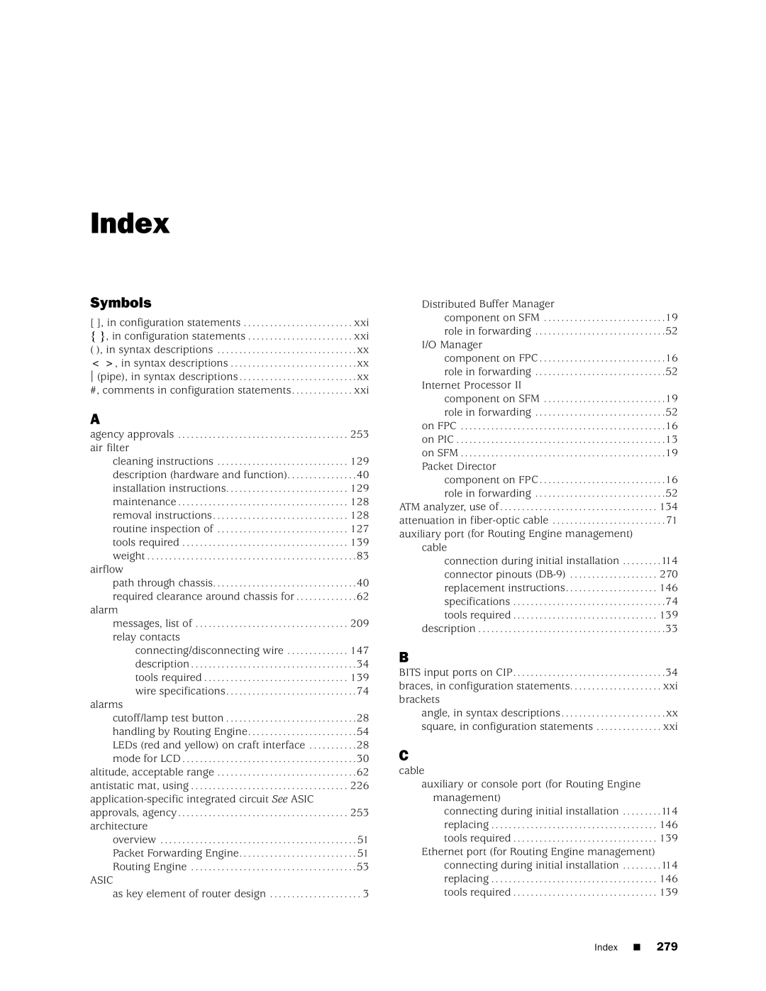 Juniper Networks M160 manual Symbols, Airflow 