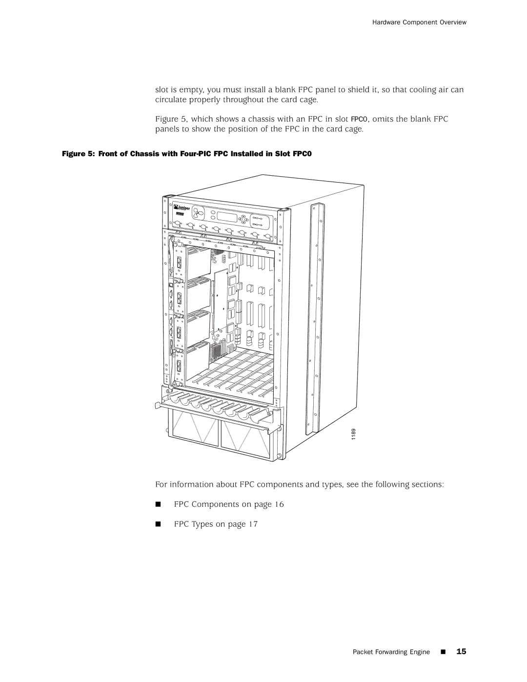 Juniper Networks M160 manual Front of Chassis with Four-PIC FPC Installed in Slot FPC0 