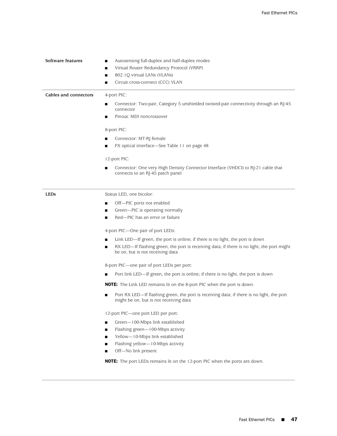 Juniper Networks M20 manual Autosensing full-duplex and half-duplex modes 