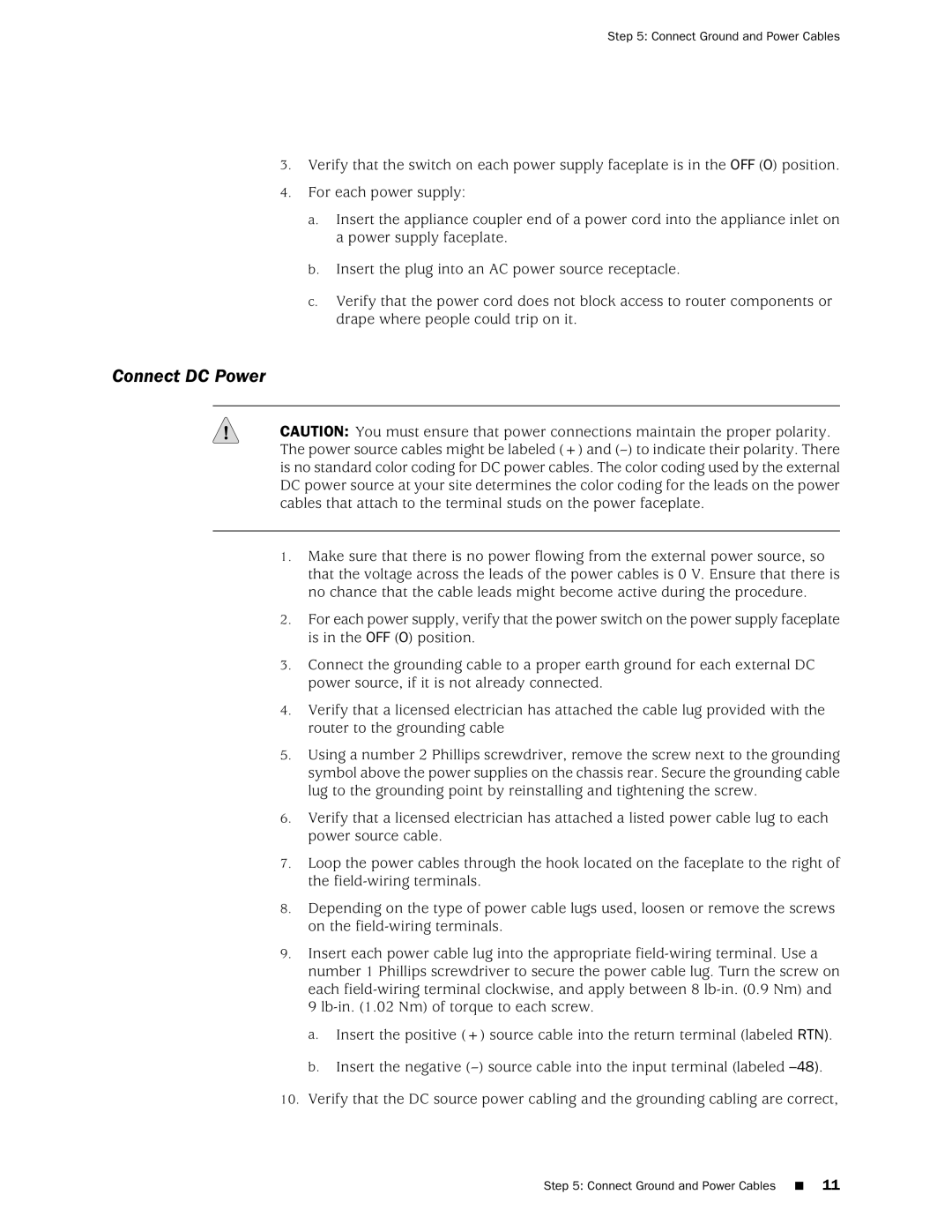 Juniper Networks M7i quick start Connect DC Power 