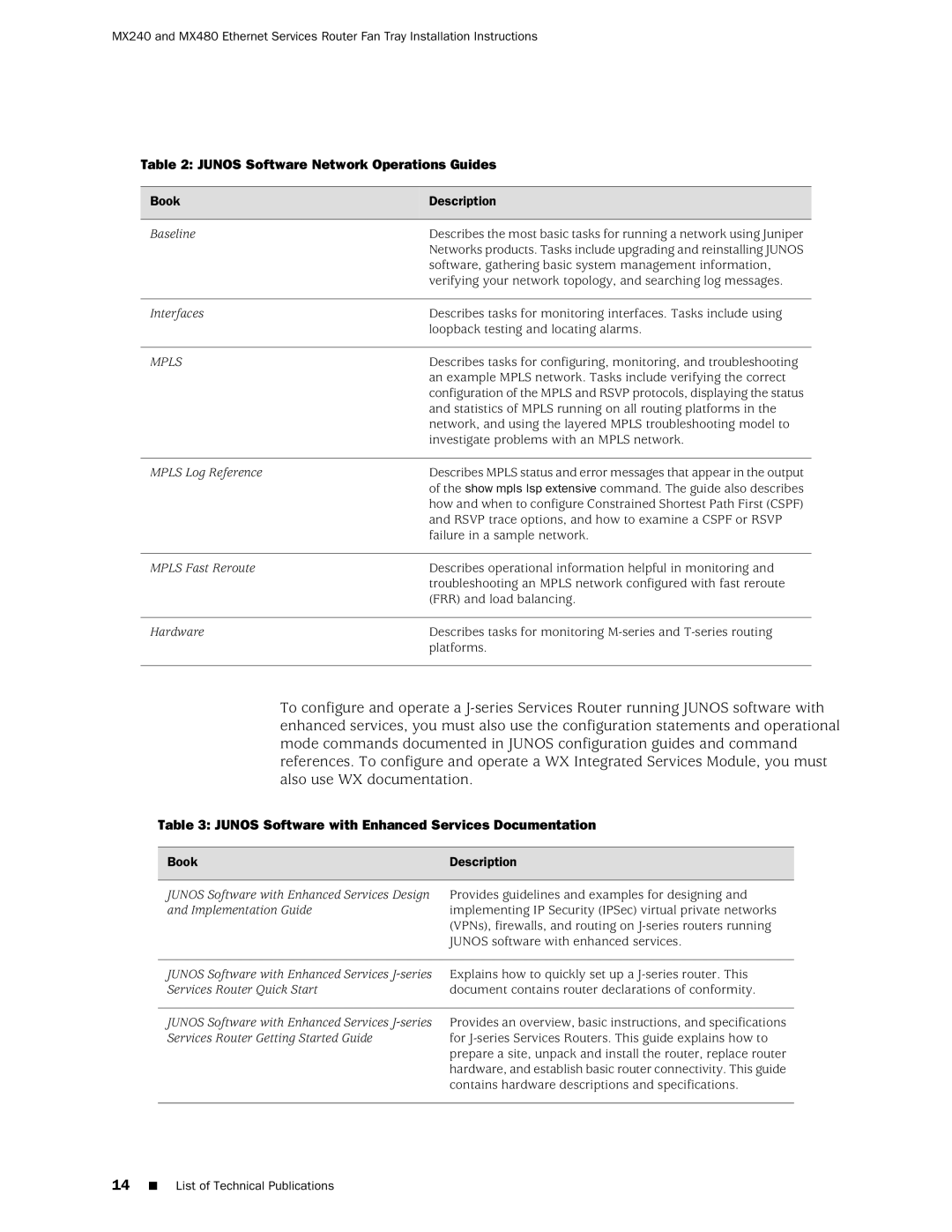 Juniper Networks MX240, MX480 Baseline, Software, gathering basic system management information, Mpls Log Reference 