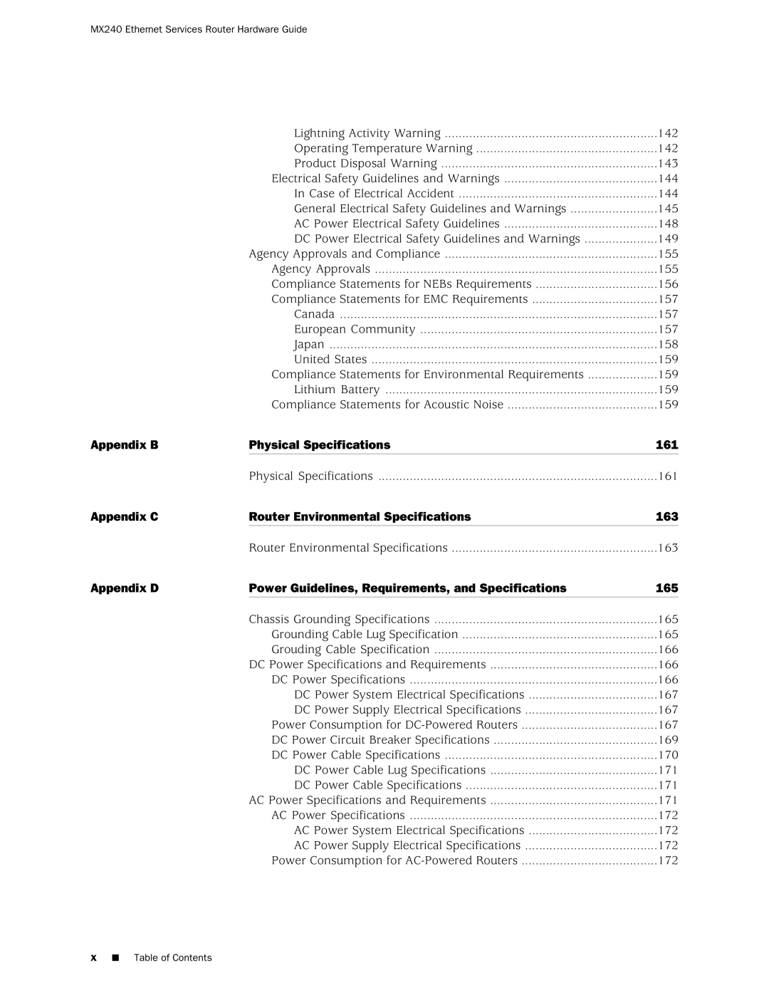 Juniper Networks MX240 manual 155, 161, 163, 165 