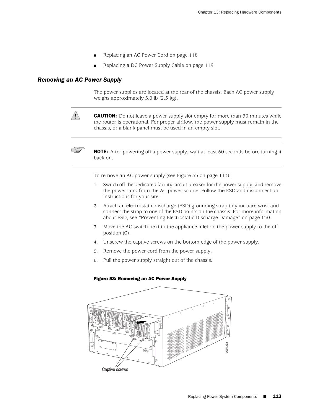 Juniper Networks MX240 manual Removing an AC Power Supply 