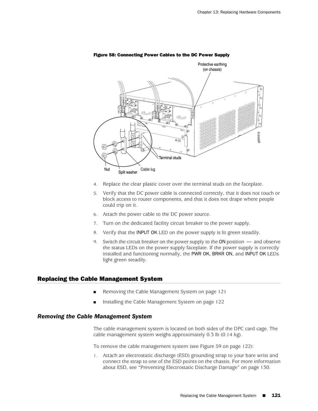 Juniper Networks MX240 manual Replacing the Cable Management System, Removing the Cable Management System 