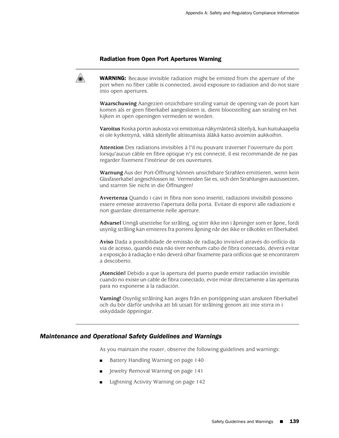 Juniper Networks MX240 manual Maintenance and Operational Safety Guidelines and Warnings 