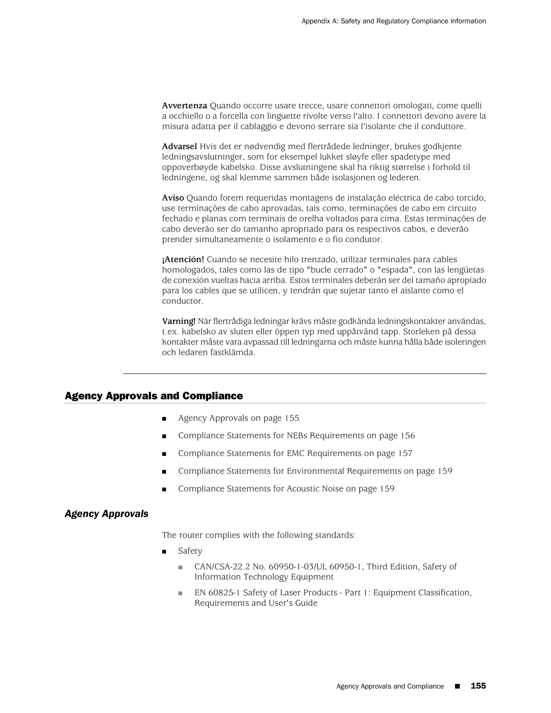 Juniper Networks MX240 manual Agency Approvals and Compliance 