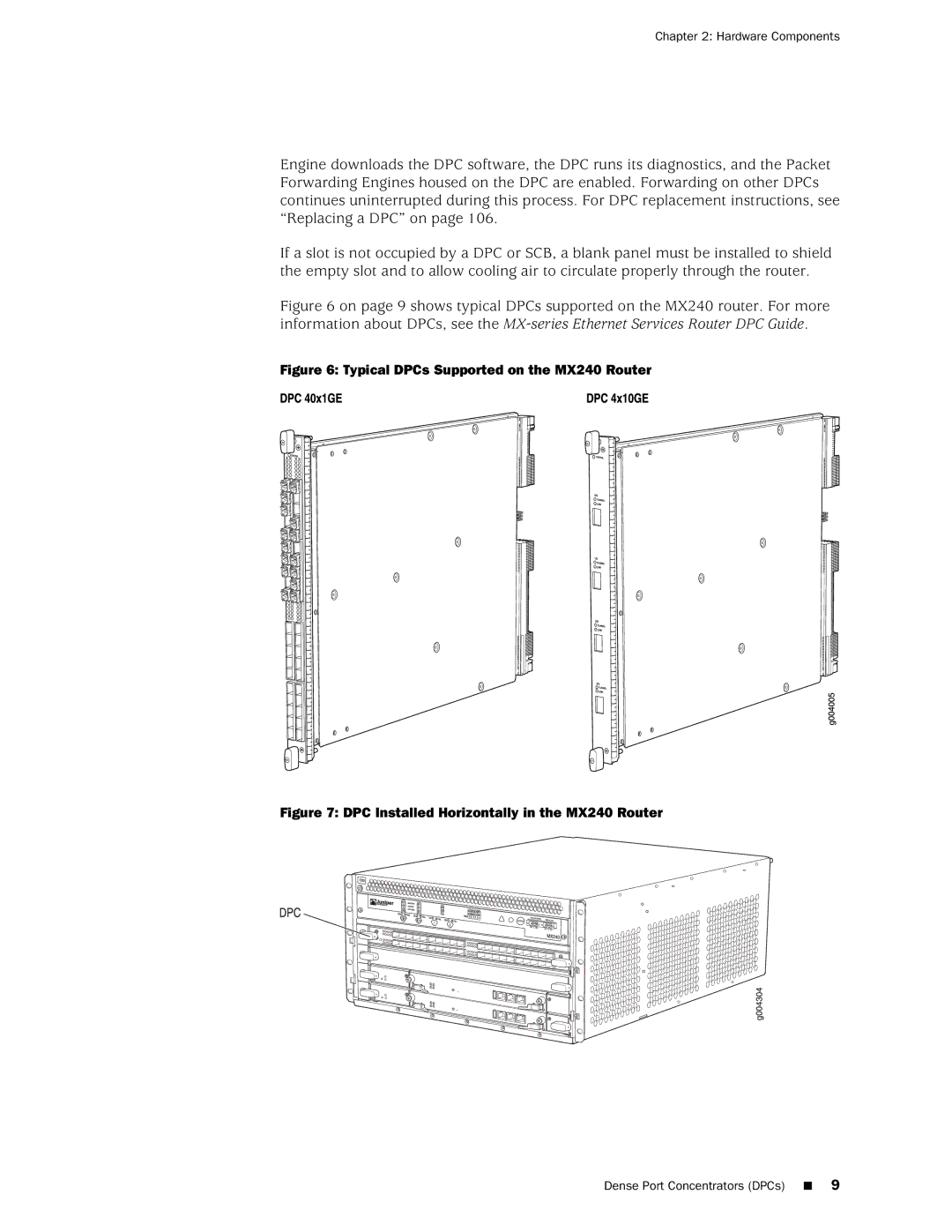 Juniper Networks manual Typical DPCs Supported on the MX240 Router 