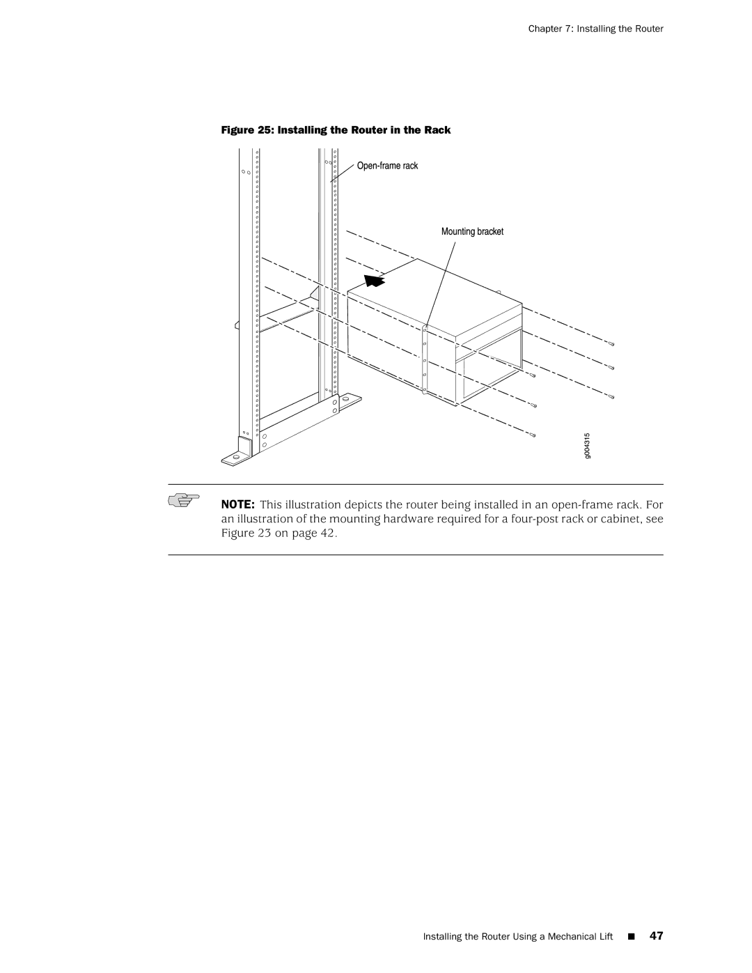 Juniper Networks MX240 manual Installing the Router in the Rack 