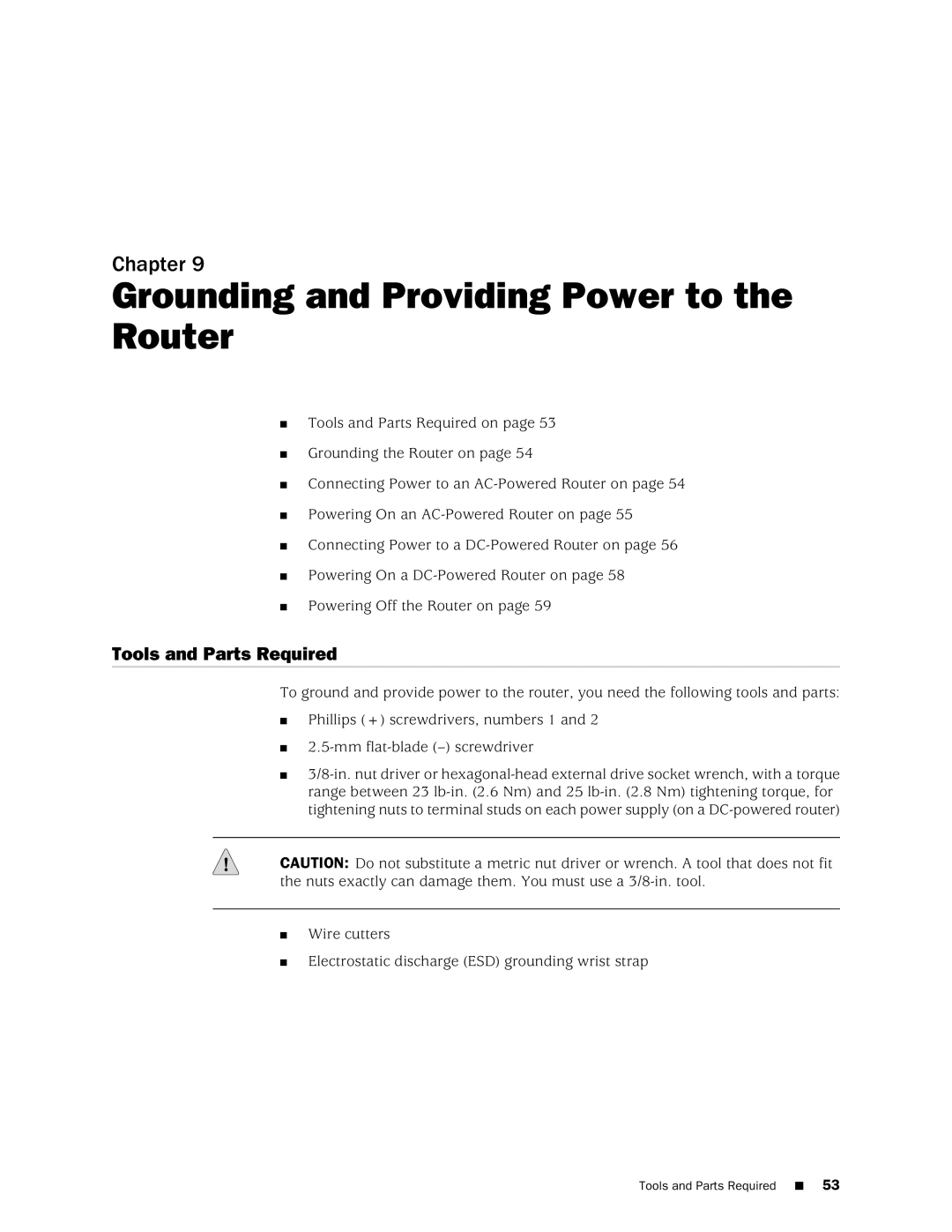 Juniper Networks MX240 manual Grounding and Providing Power to the Router, Tools and Parts Required 