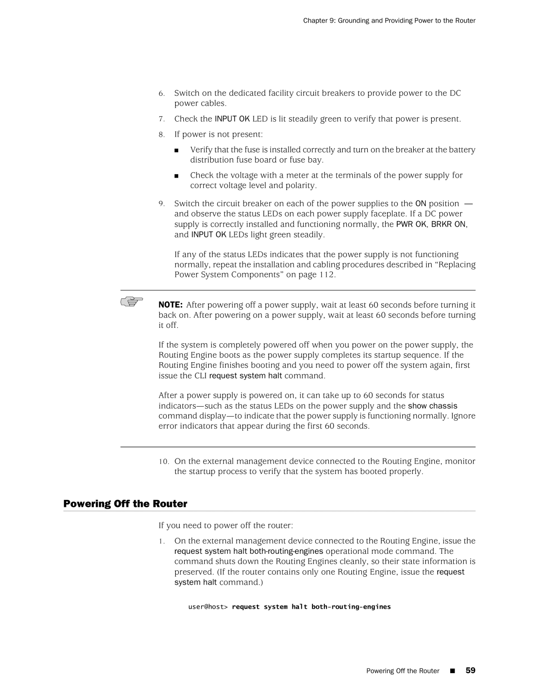 Juniper Networks MX240 manual Powering Off the Router 