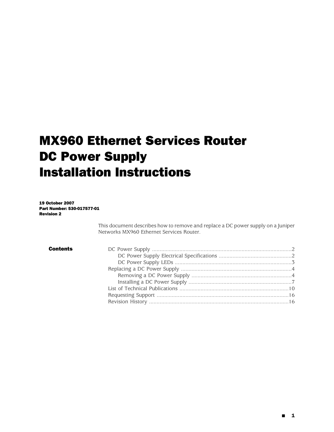 Juniper Networks MX960 installation instructions Contents 