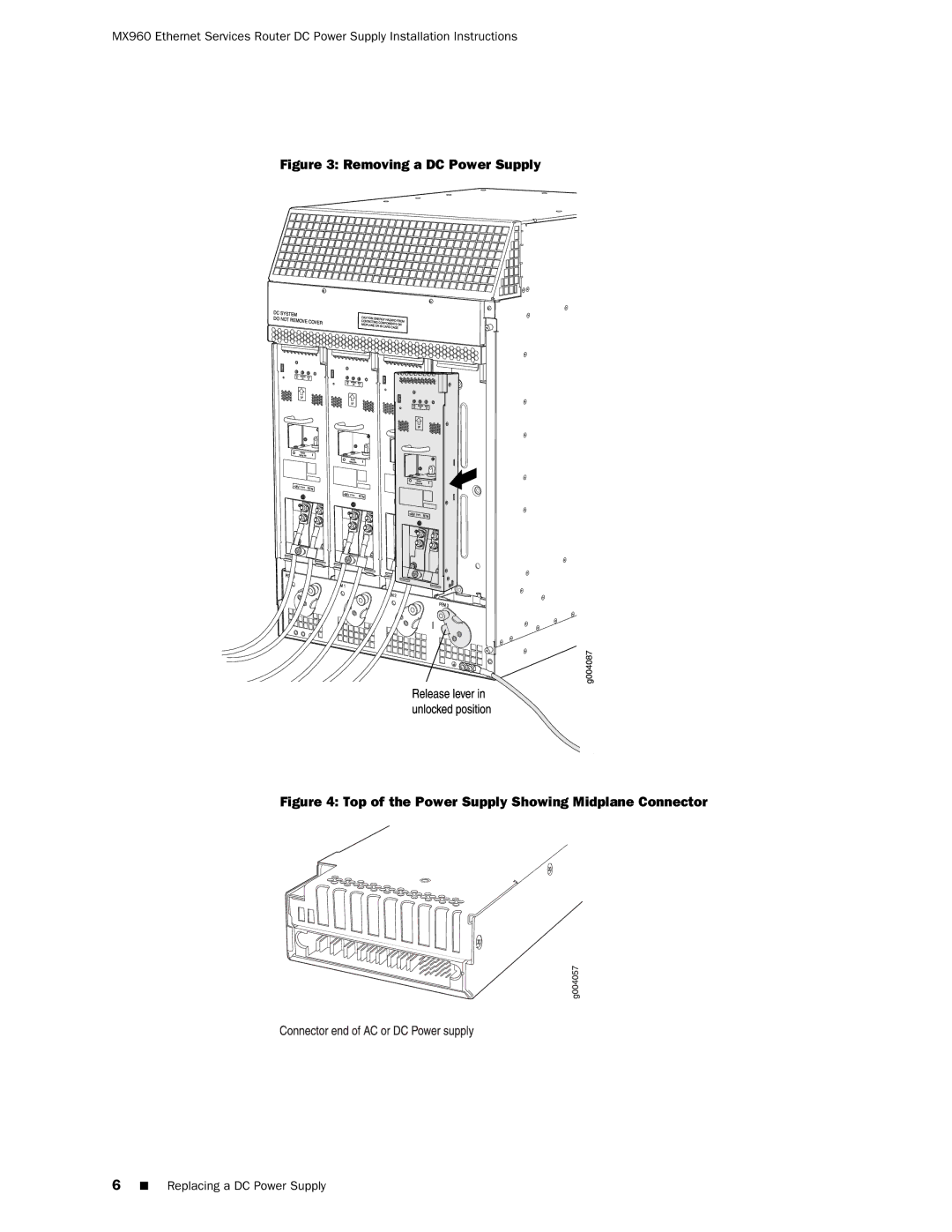 Juniper Networks MX960 installation instructions Removing a DC Power Supply 