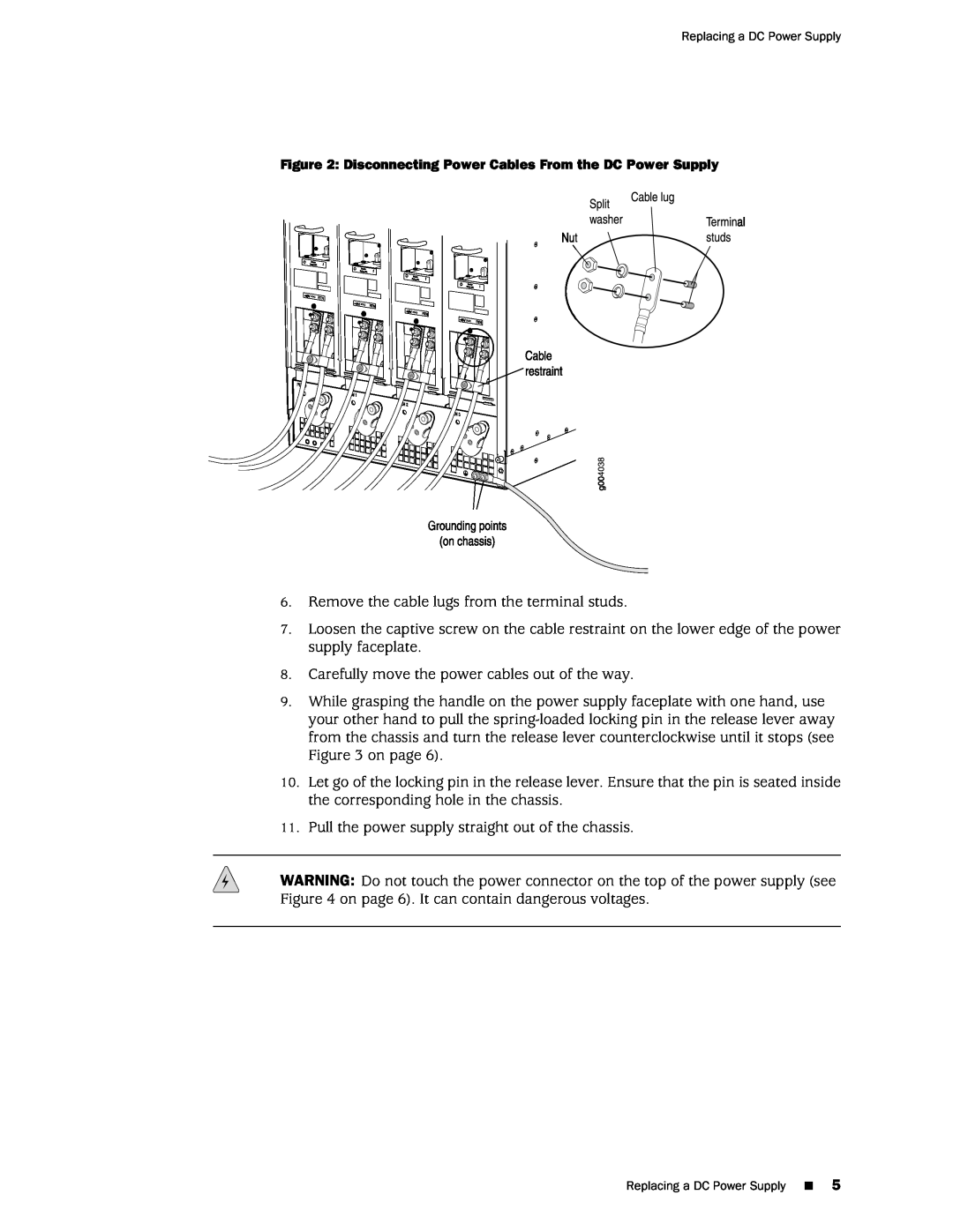 Juniper Networks MX960 installation instructions Remove the cable lugs from the terminal studs 