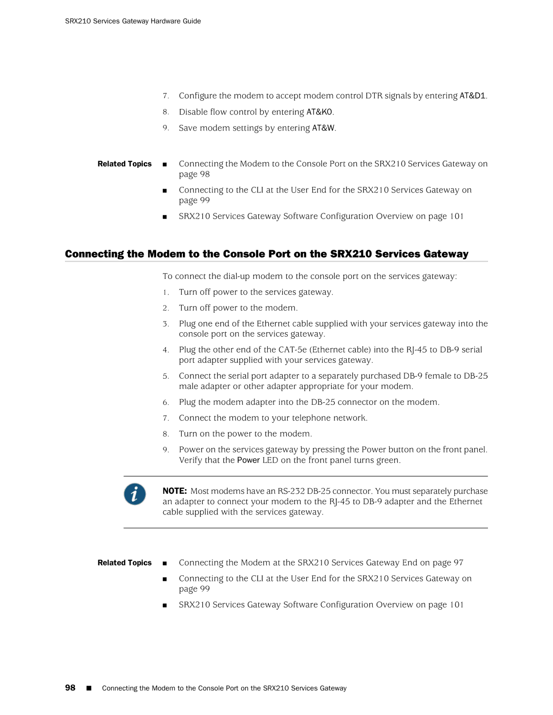 Juniper Networks SRX 210 manual SRX210 Services Gateway Hardware Guide 