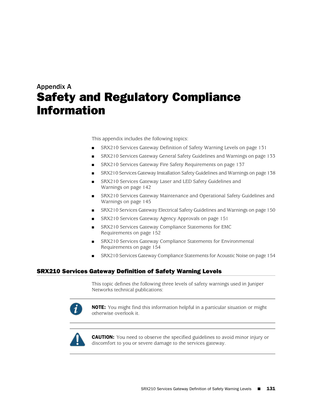 Juniper Networks SRX 210 manual Safety and Regulatory Compliance Information 