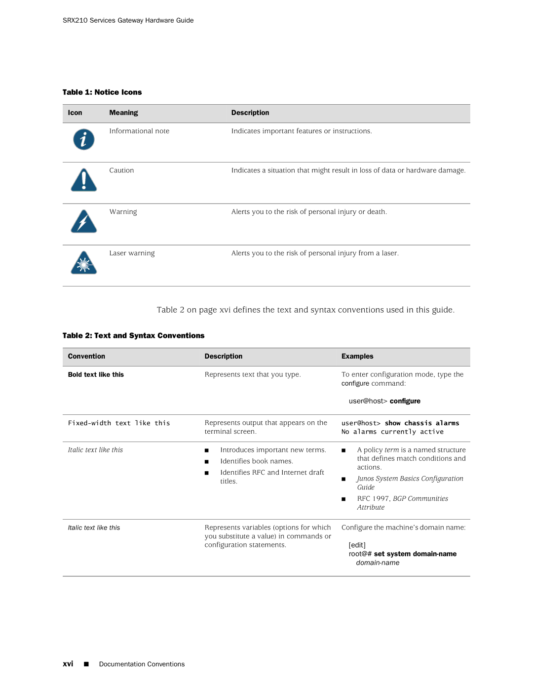 Juniper Networks SRX 210 manual Text and Syntax Conventions 