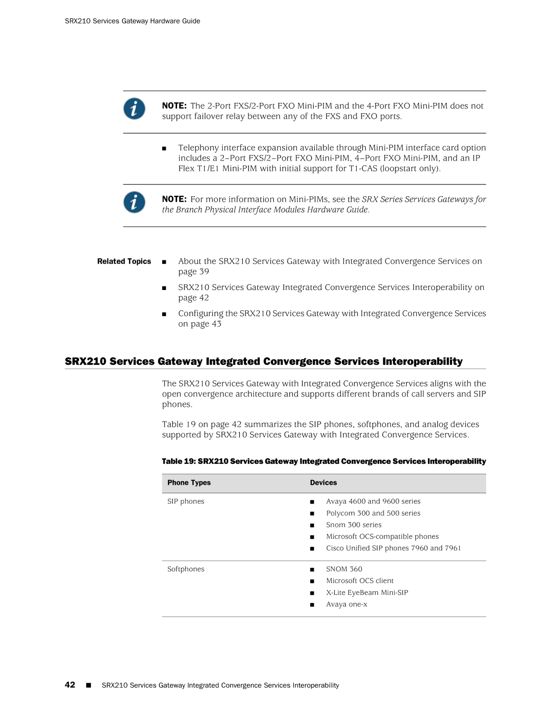 Juniper Networks SRX 210 manual Phone Types Devices 