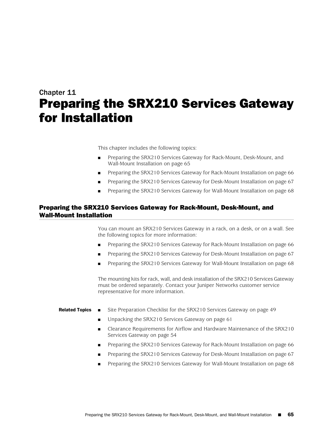 Juniper Networks SRX 210 manual Preparing the SRX210 Services Gateway for Installation 