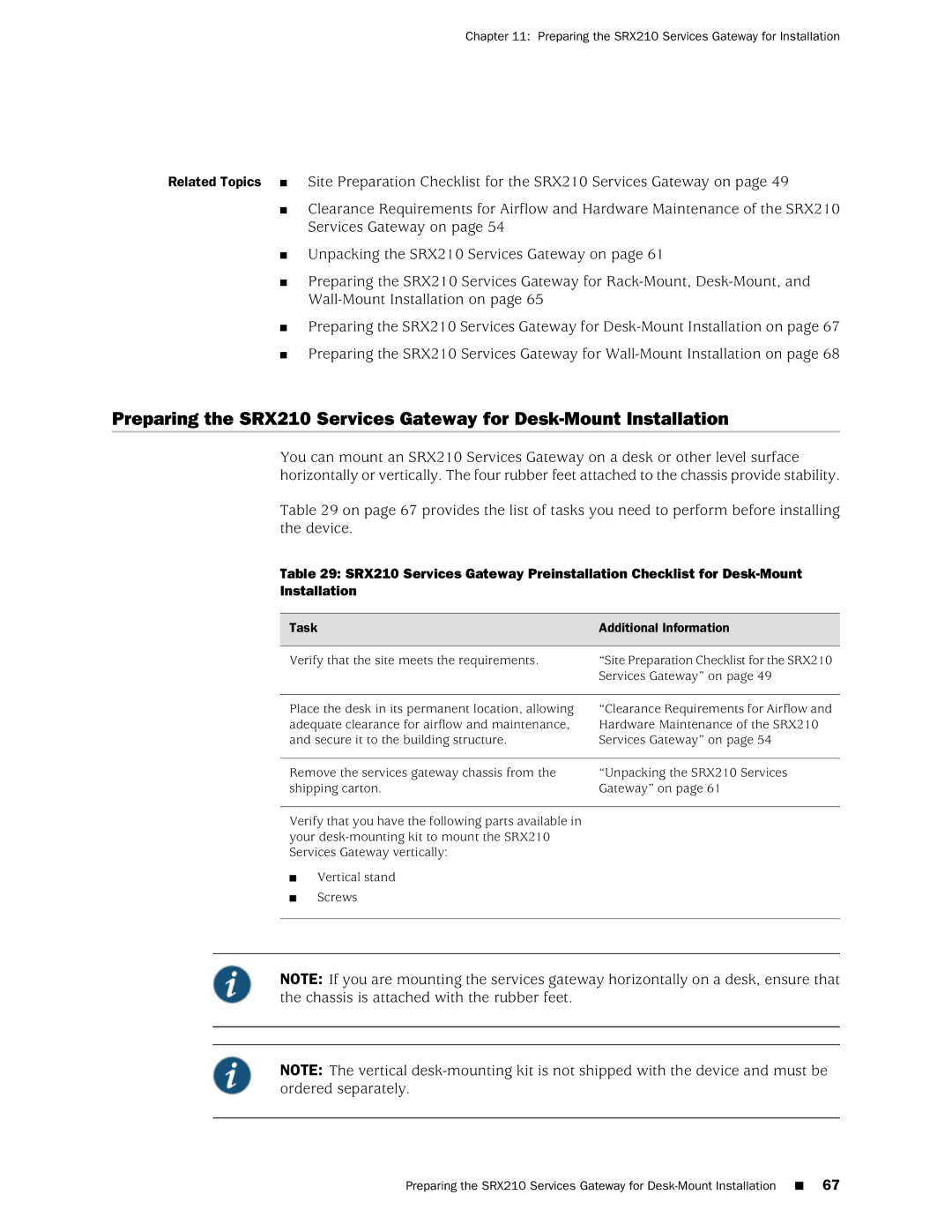 Juniper Networks SRX 210 manual Preparing the SRX210 Services Gateway for Installation 