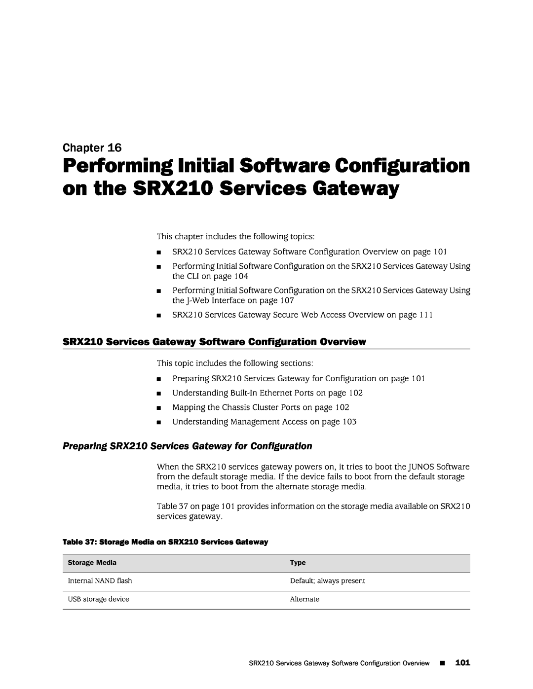 Juniper Networks SRX 210 manual SRX210 Services Gateway Software Configuration Overview, Chapter 