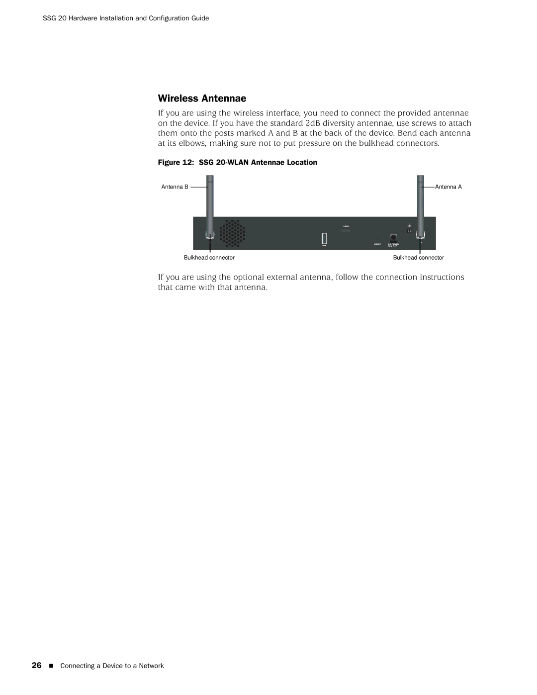 Juniper Networks SSG 20 manual Wireless Antennae 