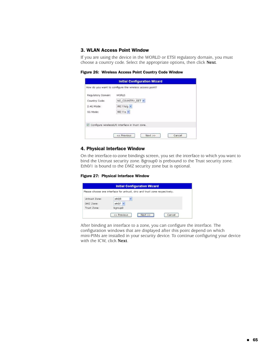 Juniper Networks SSG 20 manual Wlan Access Point Window, Physical Interface Window 