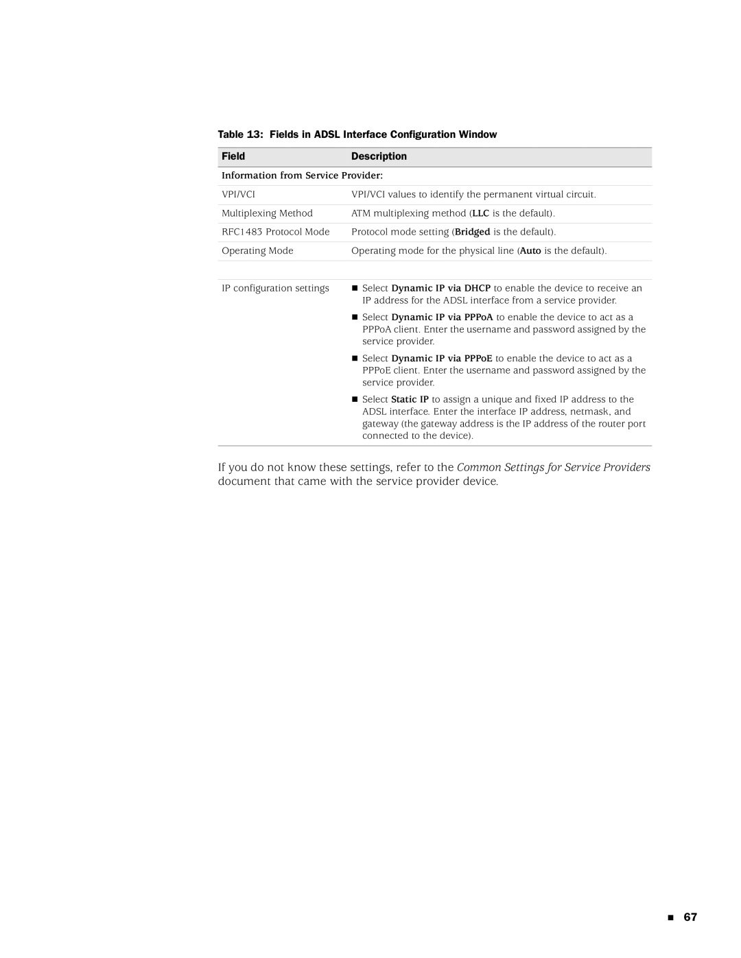 Juniper Networks SSG 20 manual Fields in Adsl Interface Configuration Window Description, Vpi/Vci 