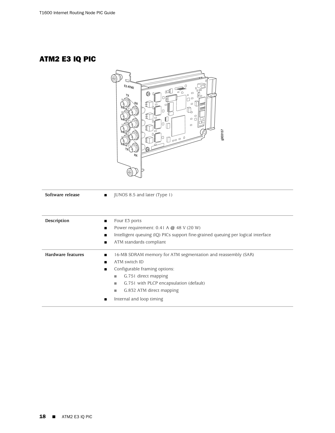 Juniper Networks T1600 manual ATM2 E3 IQ PIC 