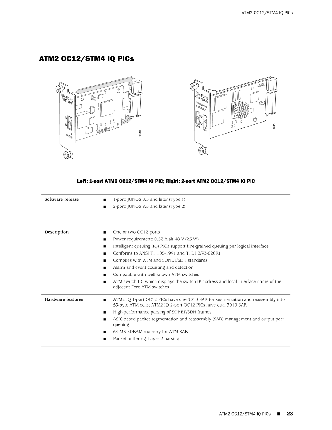 Juniper Networks T1600 manual ATM2 OC12/STM4 IQ PICs 