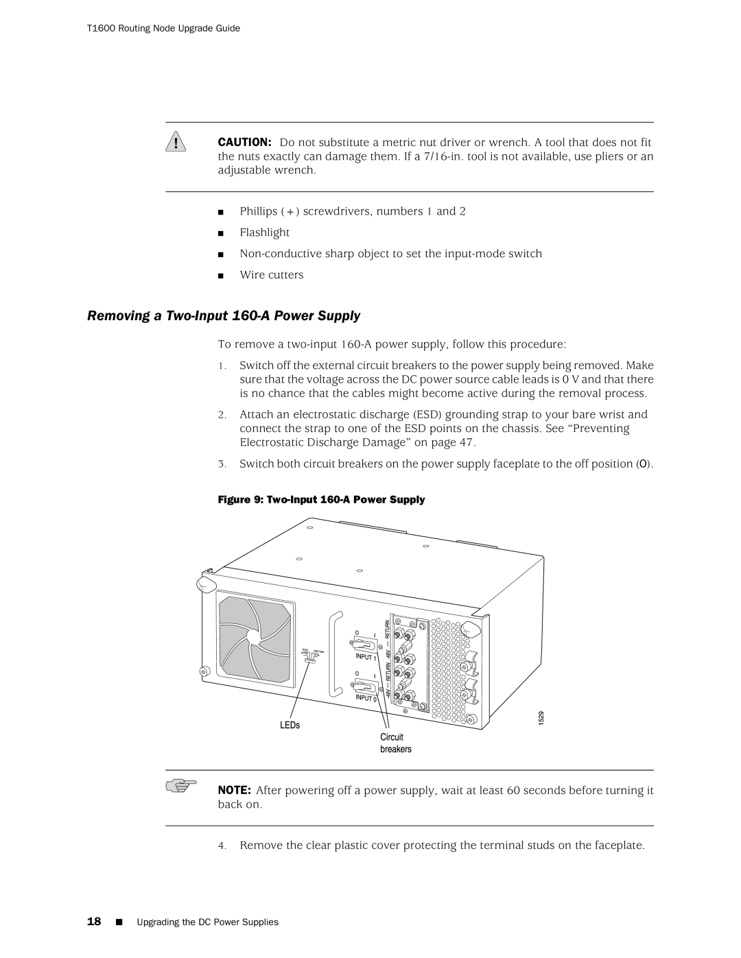 Juniper Networks T1600 manual Removing a Two-Input 160-A Power Supply 