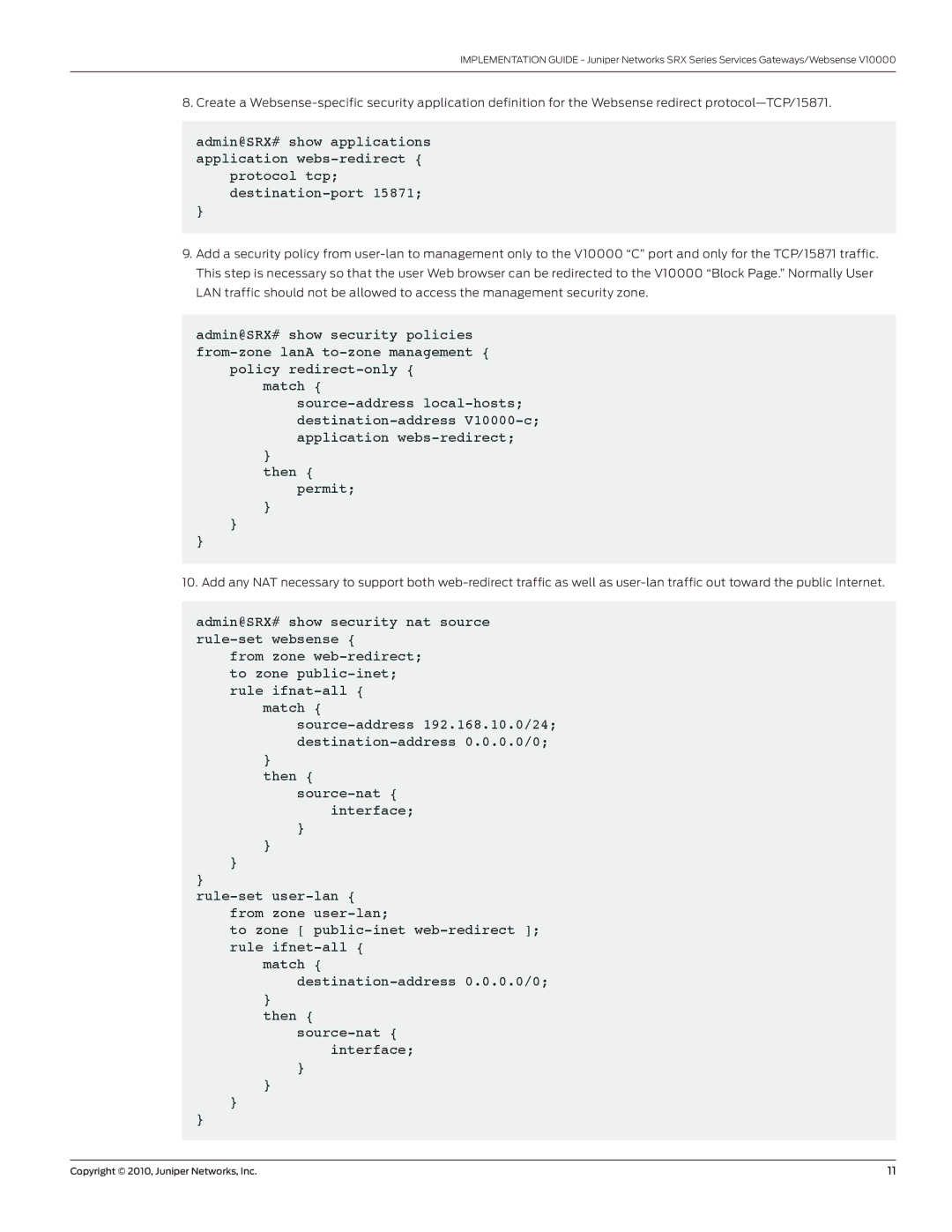 Juniper Networks V10000 warranty Copyright 2010, Juniper Networks, Inc 