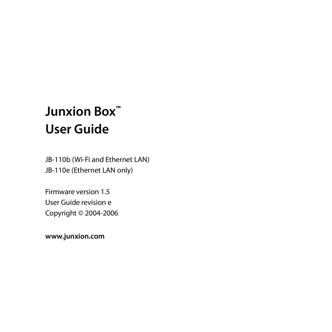 Junxion JB110E, JB-110B manual Junxion Box User Guide 